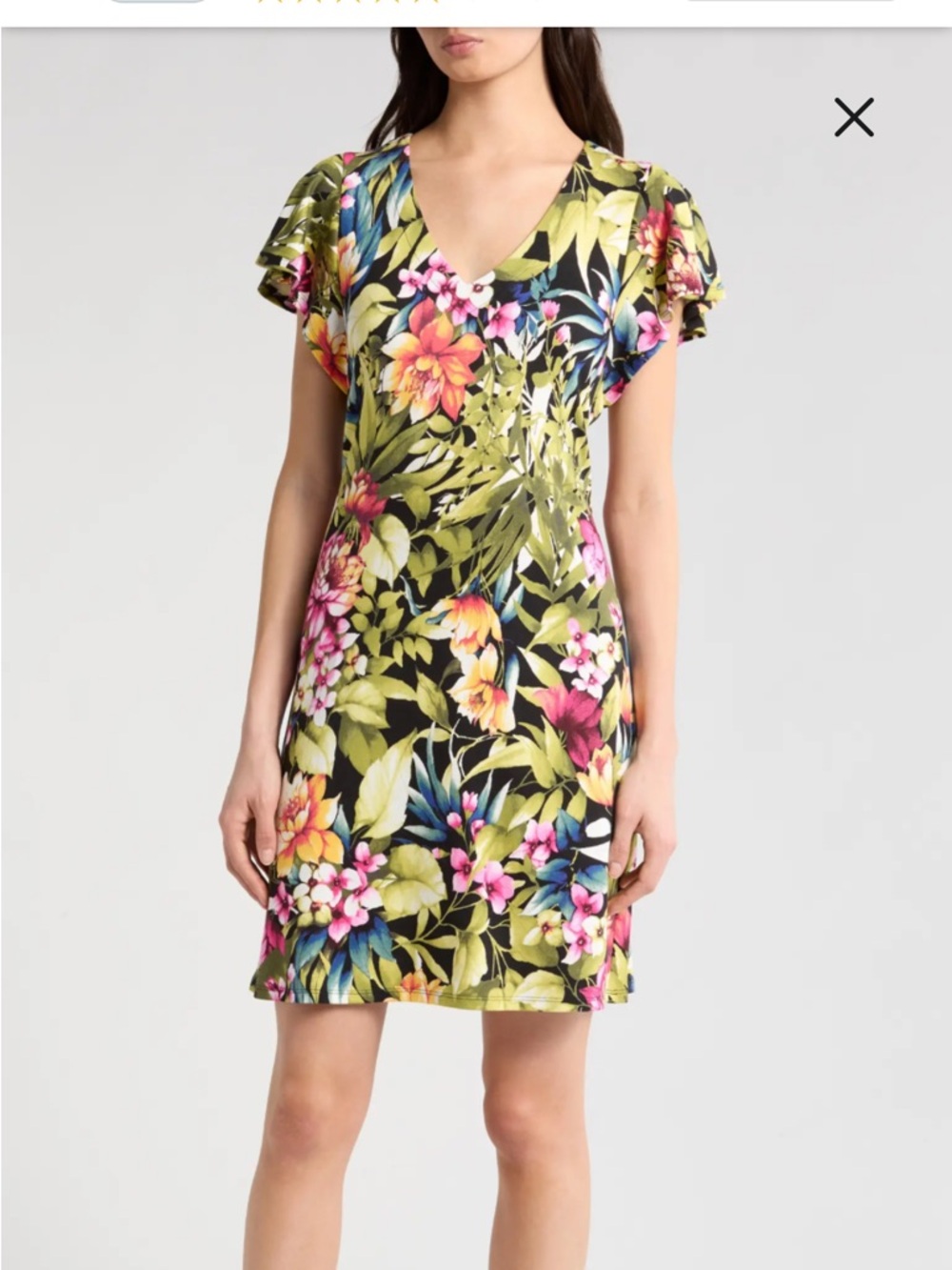 TOMMY BAHAMA Darcy Verde Blooms Flutter Sleeve Minidress
